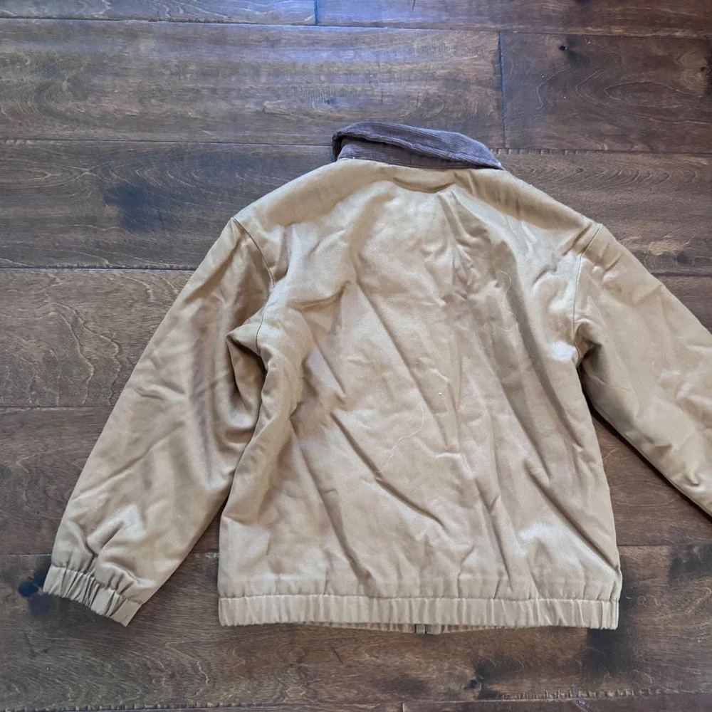 Cat & Jack Toddler Boys Tan Canvas Work Jacket Faux Fur Lining Brown Corduroy 4T